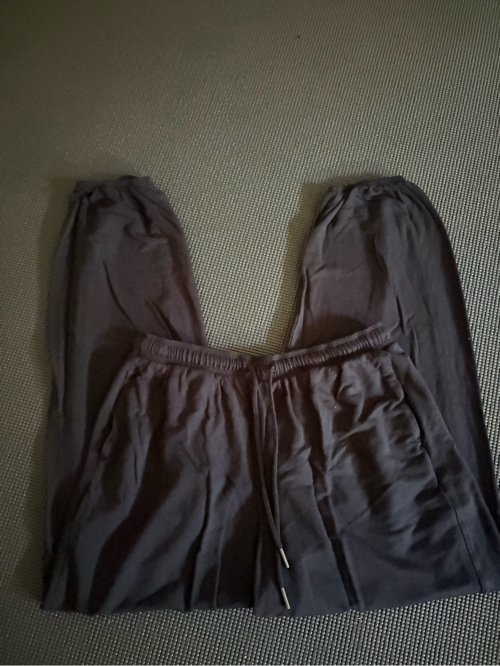 Athleta Black Drawstring Wide-Leg Joggers
